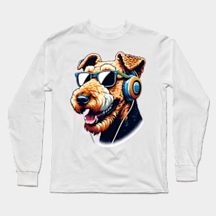 Airedale Terrier Smiling DJ: Beats and Style Unleashed Long Sleeve T-Shirt